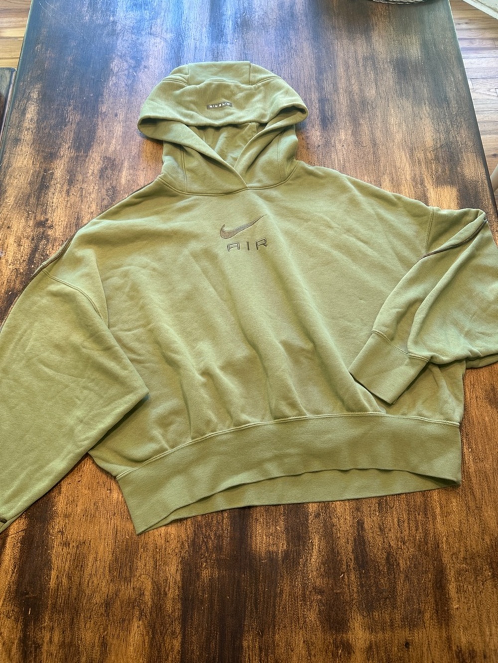 Nike Light Olive Pullover Hoodie with Contrast Piping